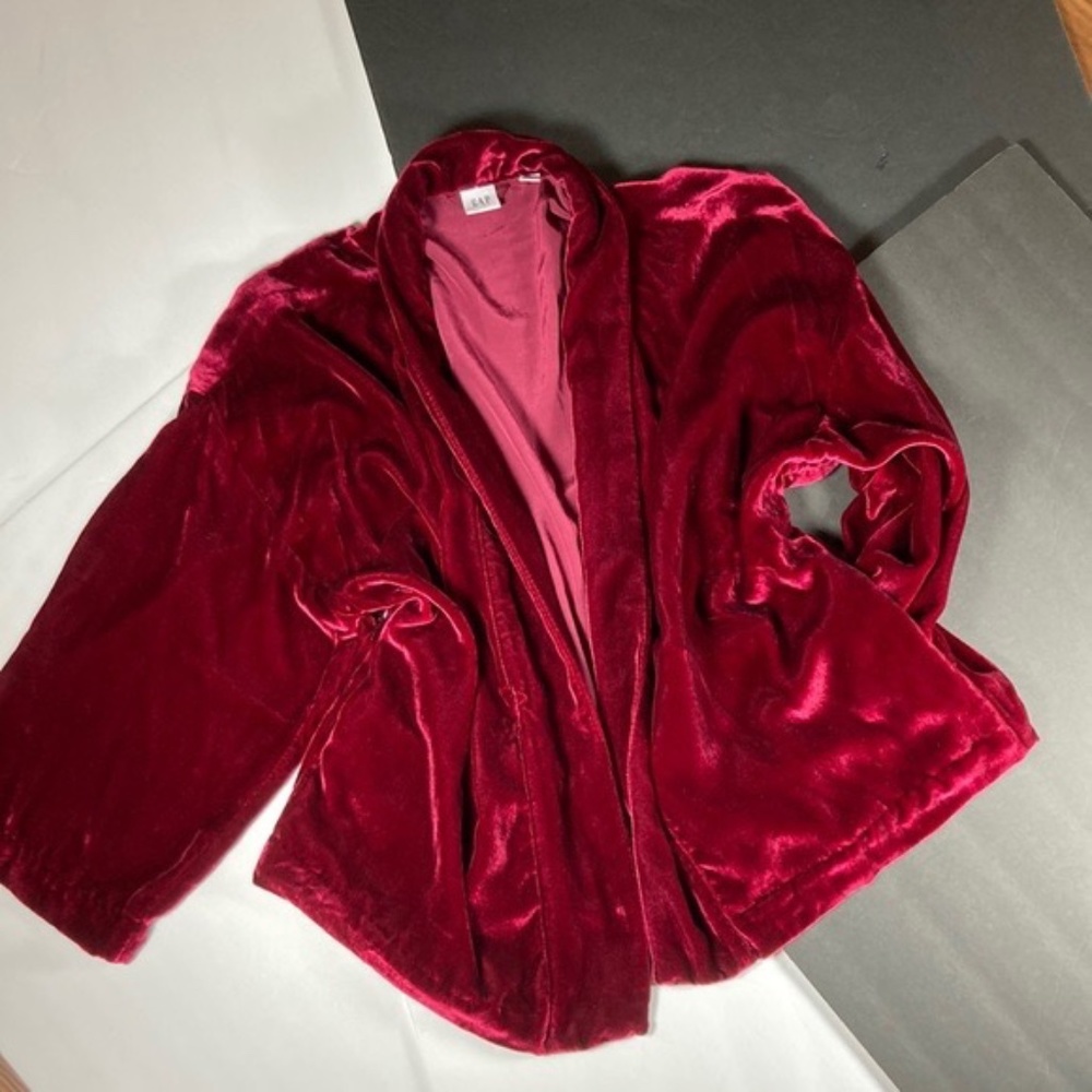Gap Velvet Wine Colored "Opera" Jacket with Kimono-Style Sleeves, EUC
